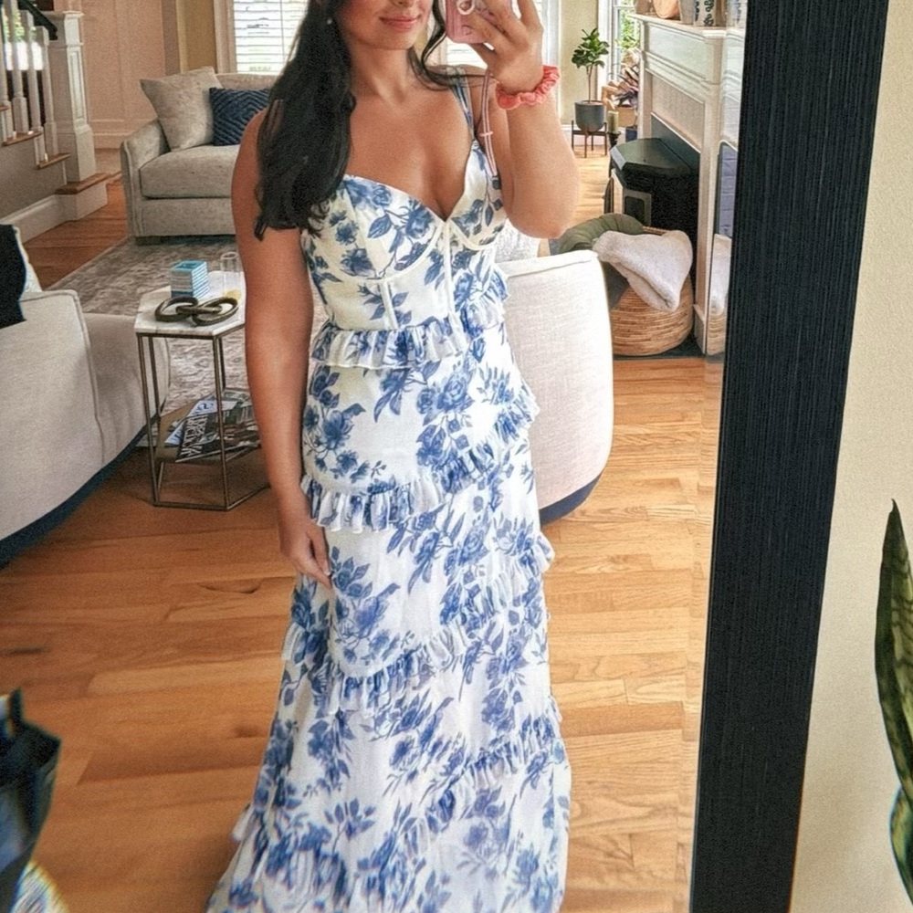 Revelry Blue and White Maxi Dress